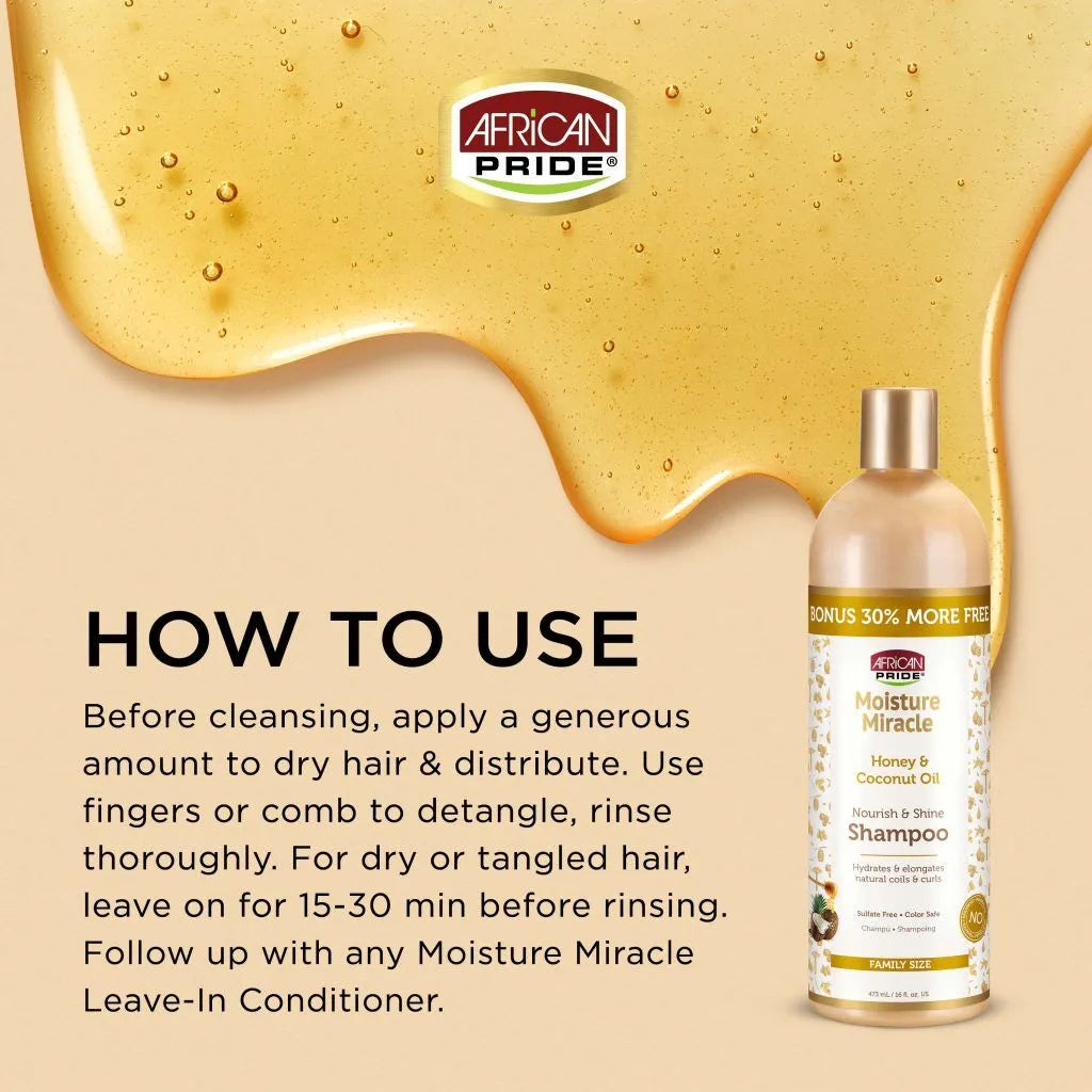 African Pride Moisture Miracle Honey & Coconut Oil Shampoo 473 ml